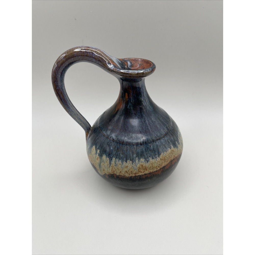 Vintage Midcentury Bob‎ Haley Pottery Jug Pitcher Vase Applegate Oregon Blue